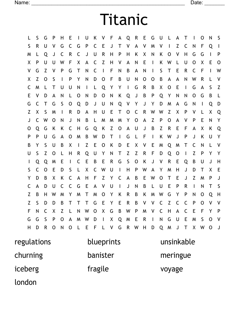 Titanic Word Search