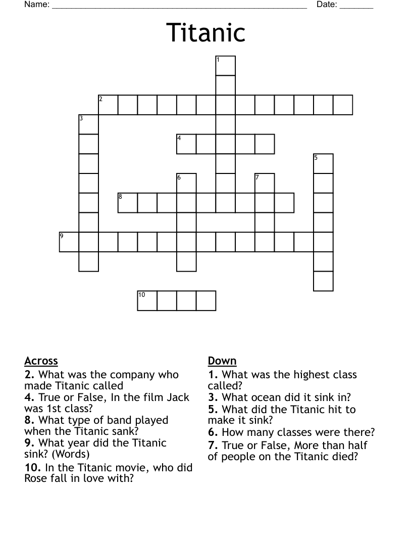 Titanic Crossword