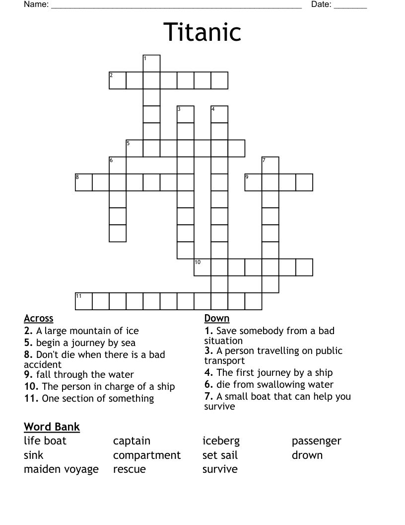 Titanic Crossword