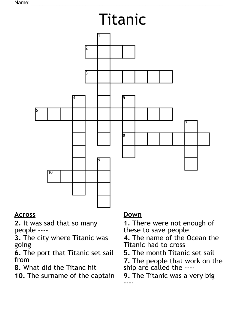 Titanic Crossword