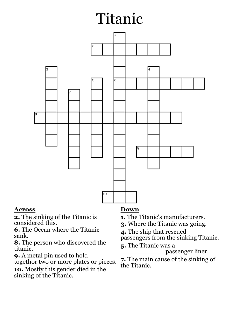 Titanic Crossword