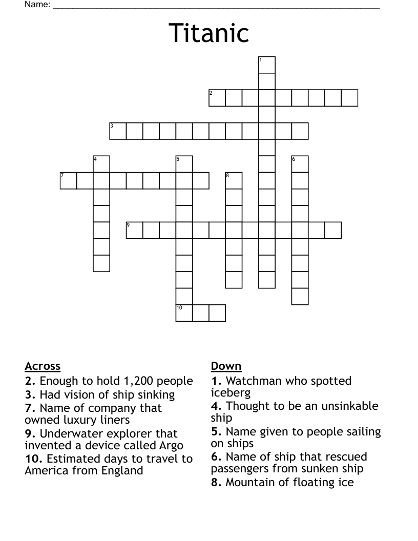 Titanic Crossword