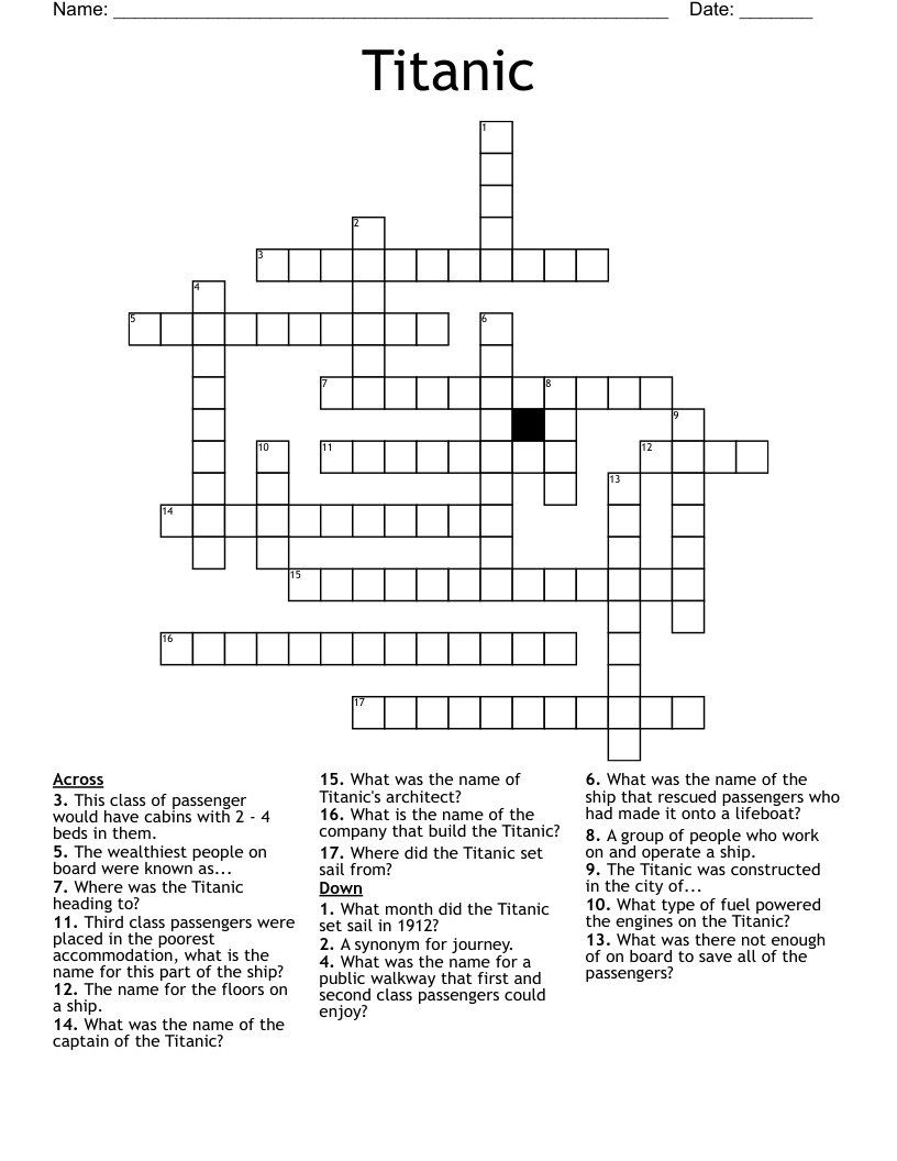 Titanic Crossword