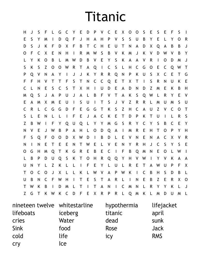 Titanic Word Search