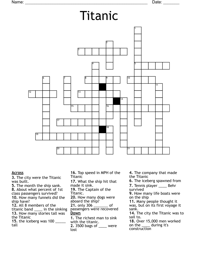 Titanic Crossword