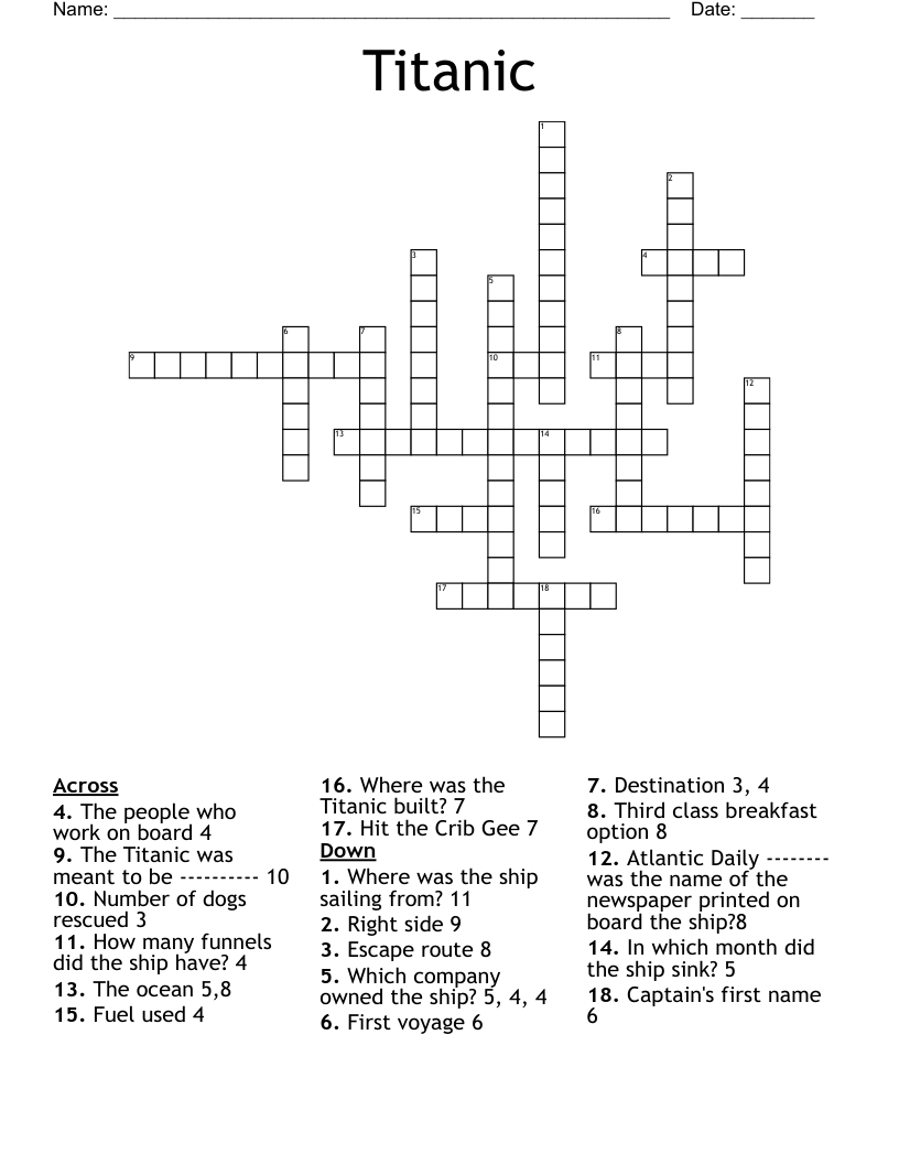 Titanic Crossword