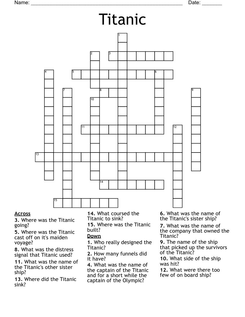 Titanic Crossword