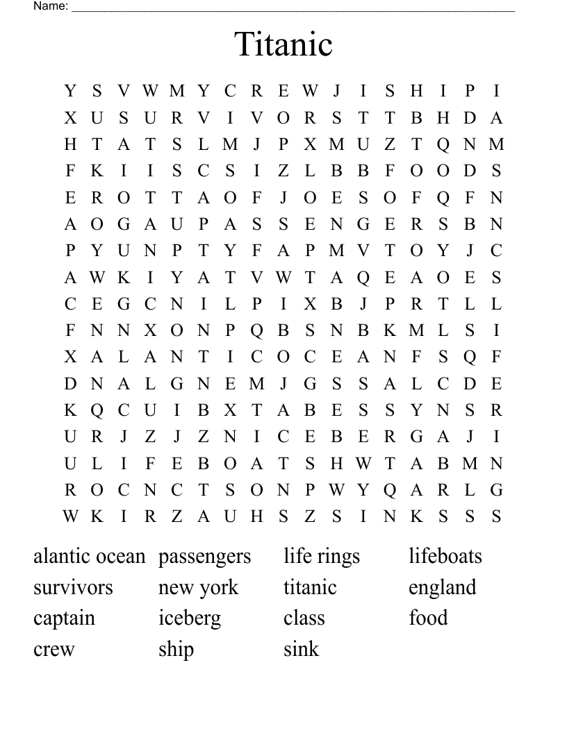 Titanic Word Search