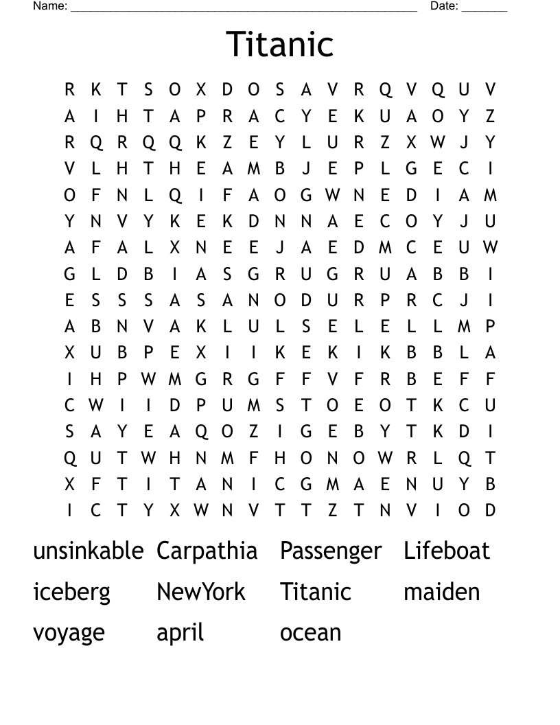 Titanic Word Search