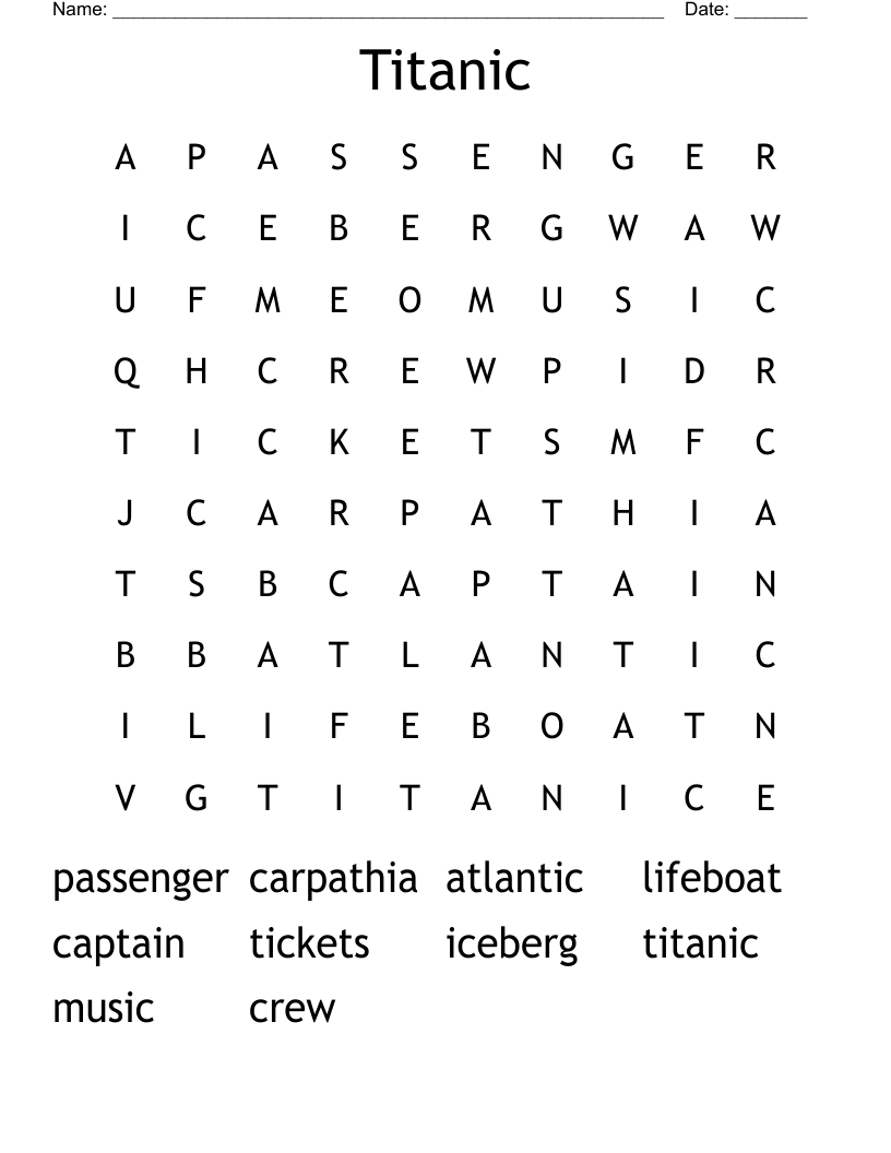 Titanic Word Search