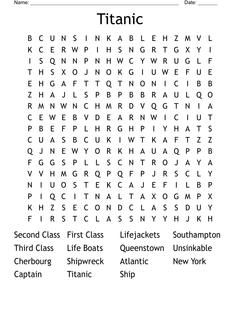 Titanic Word Search