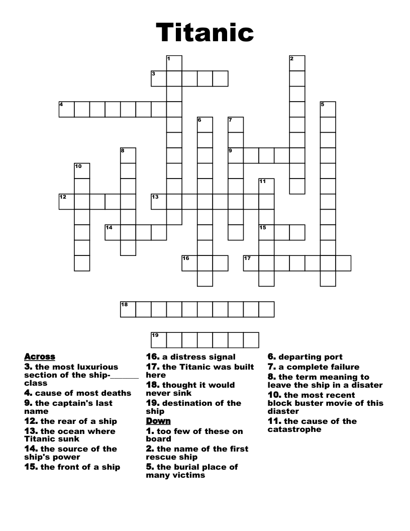Titanic Crossword