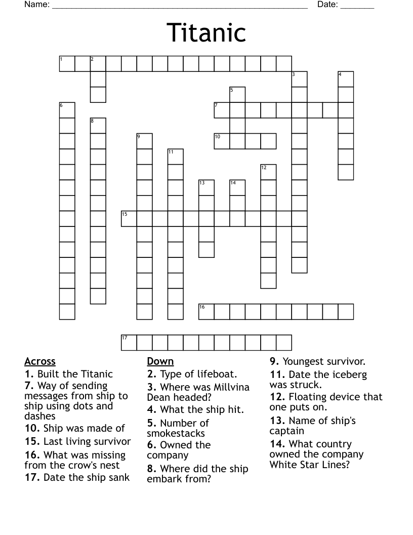 Titanic Crossword