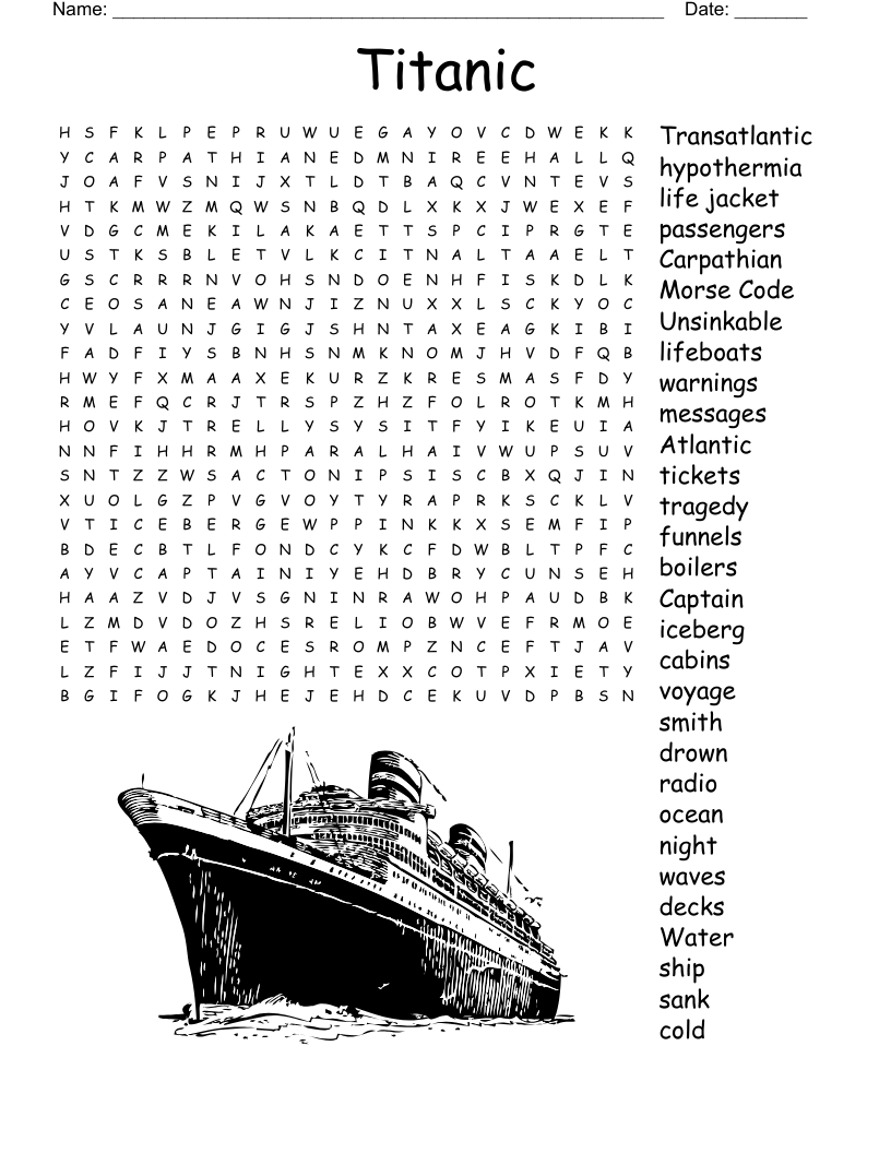 Titanic Word Search