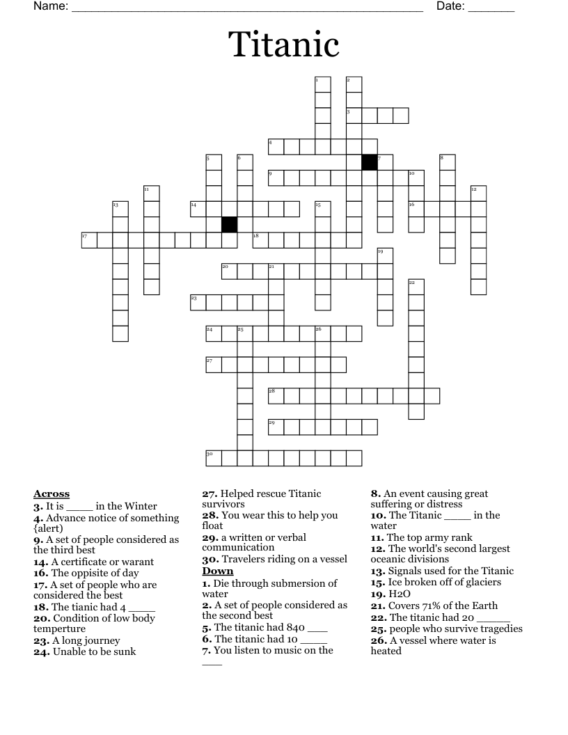 Titanic Crossword