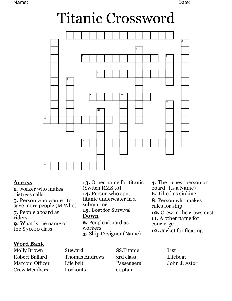 Titanic Crossword