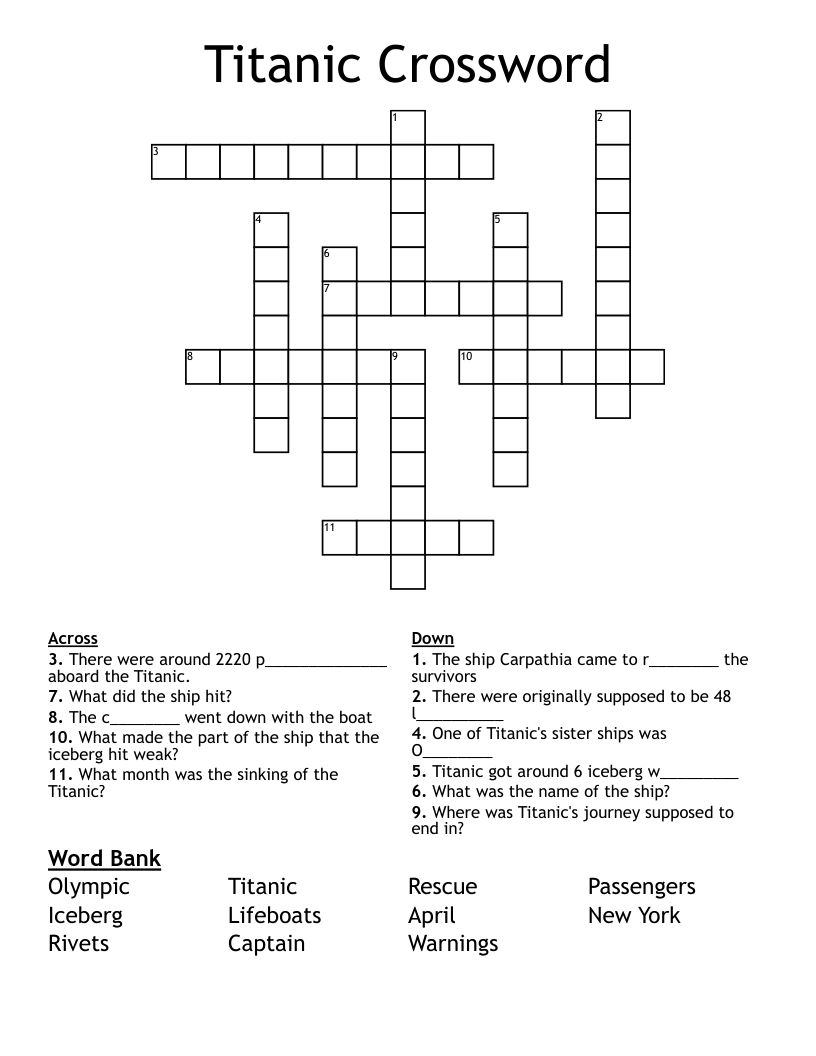 Titanic Crossword