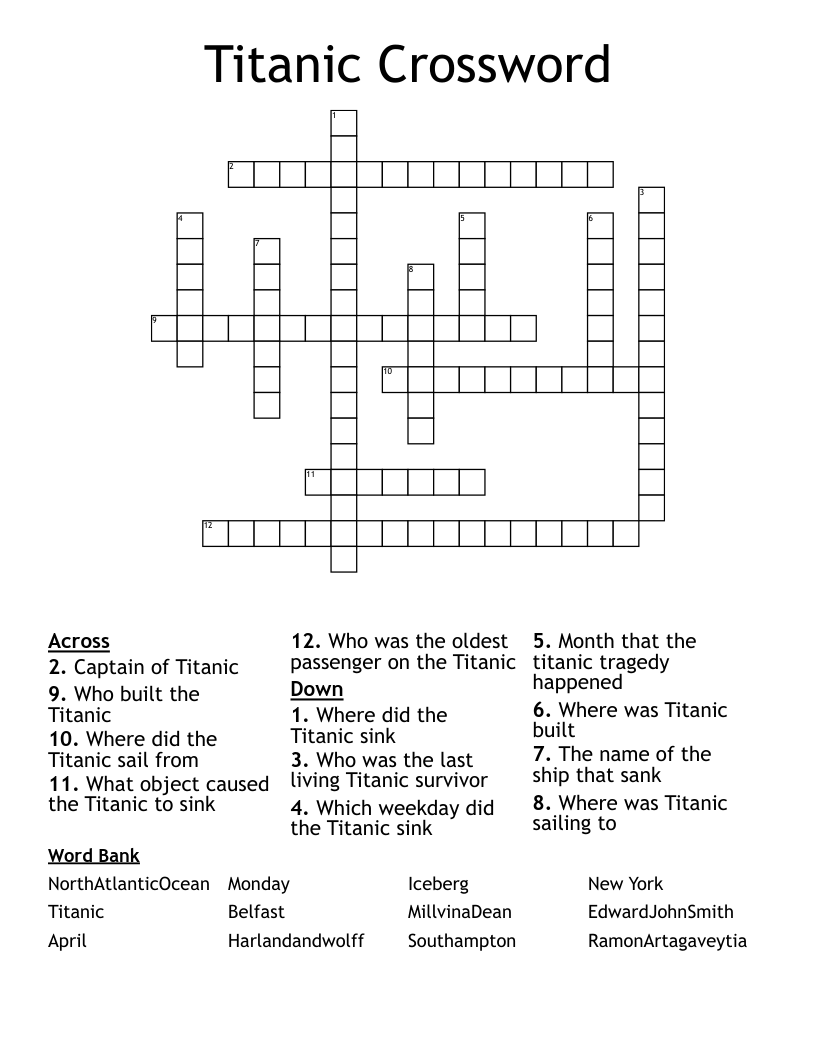 Titanic Crossword