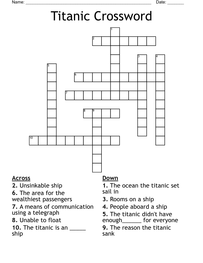 Titanic Crossword 