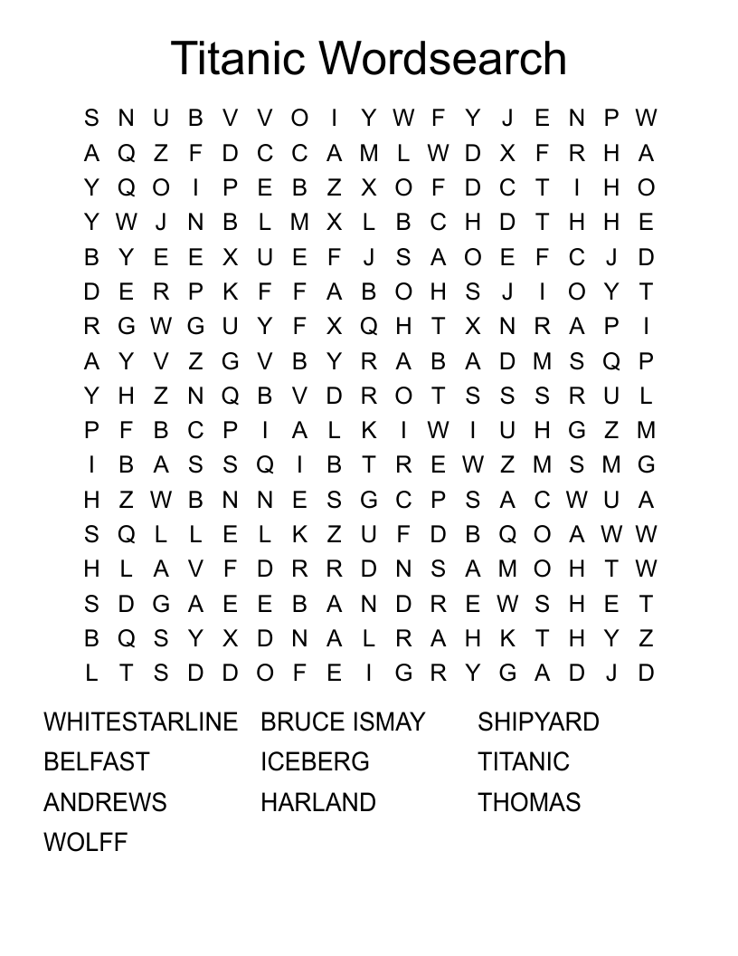 Titanic Wordsearch