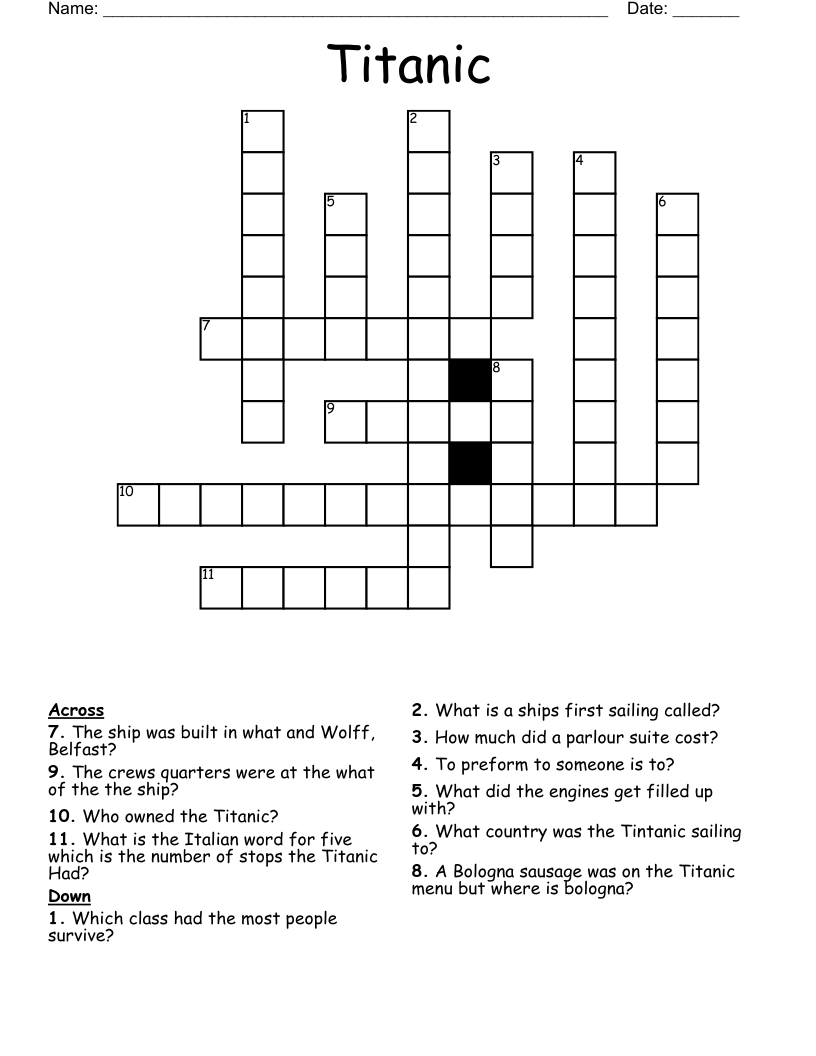 Titanic  Crossword