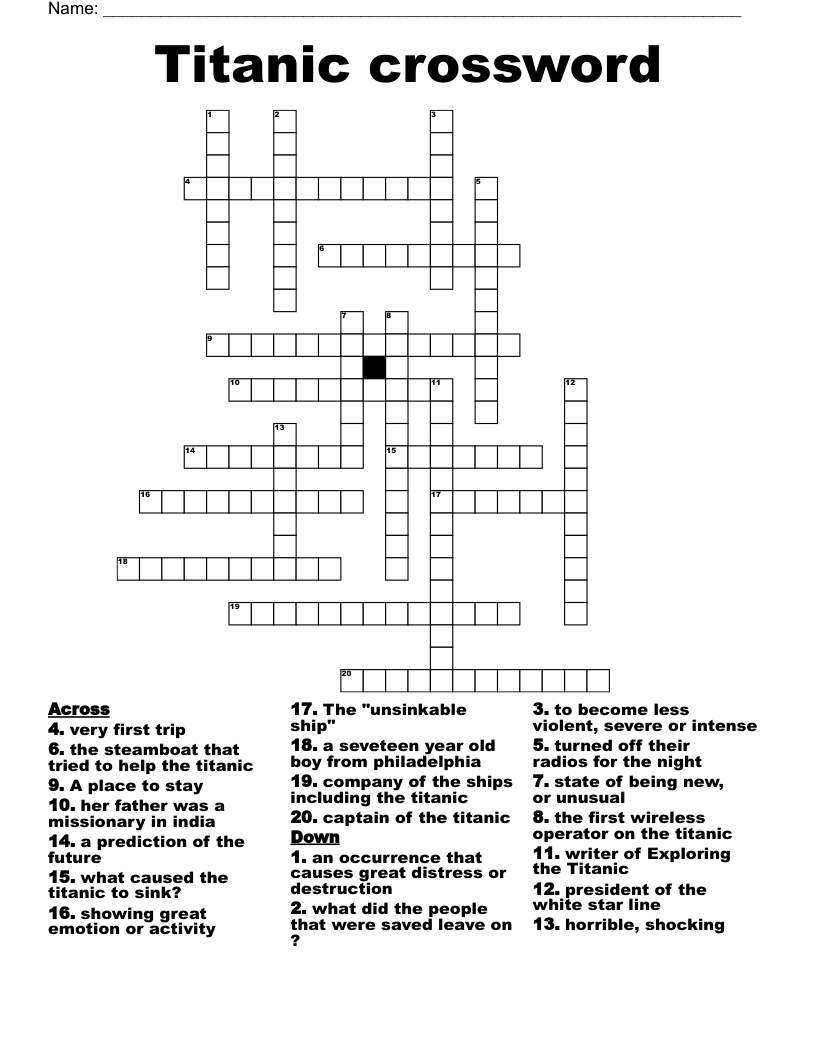 Titanic crossword