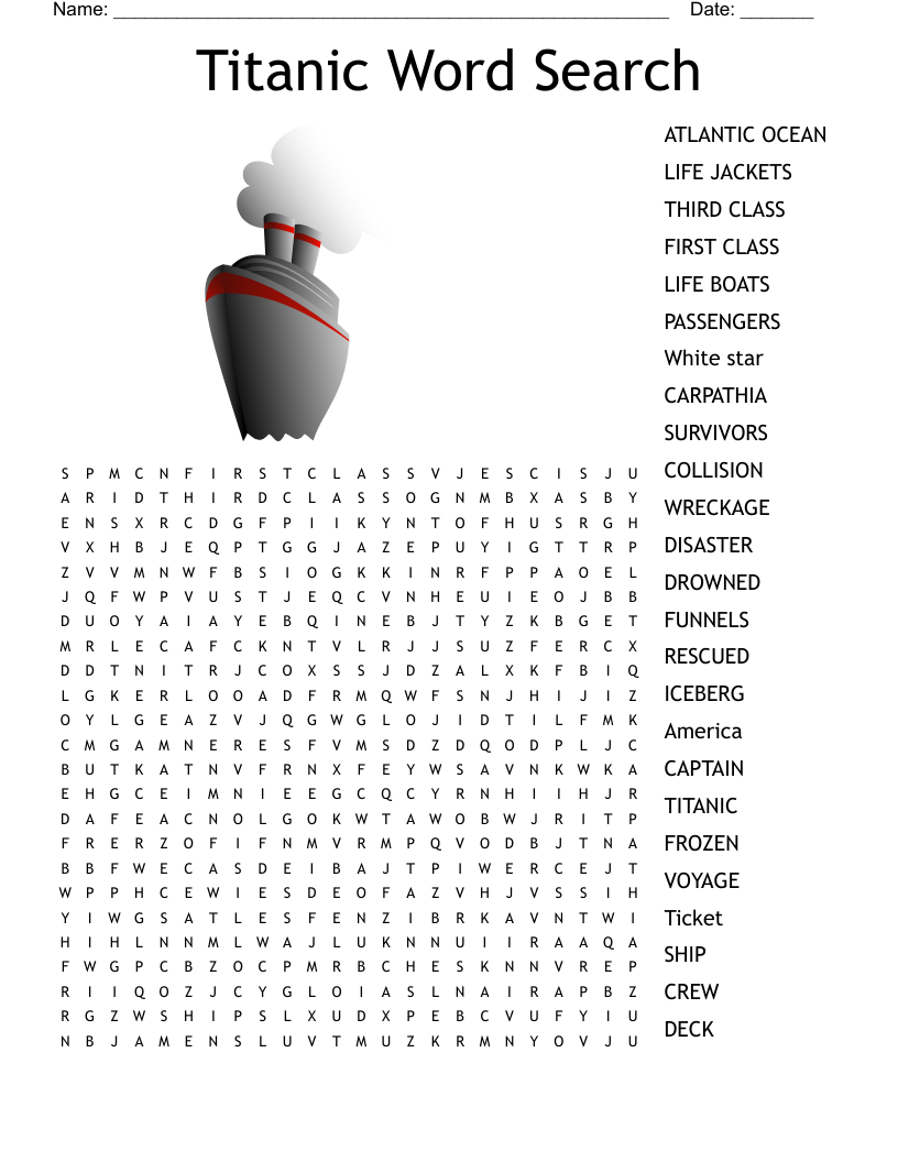 Titanic Word Search