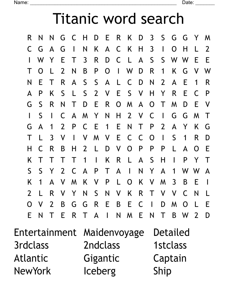 Titanic word search
