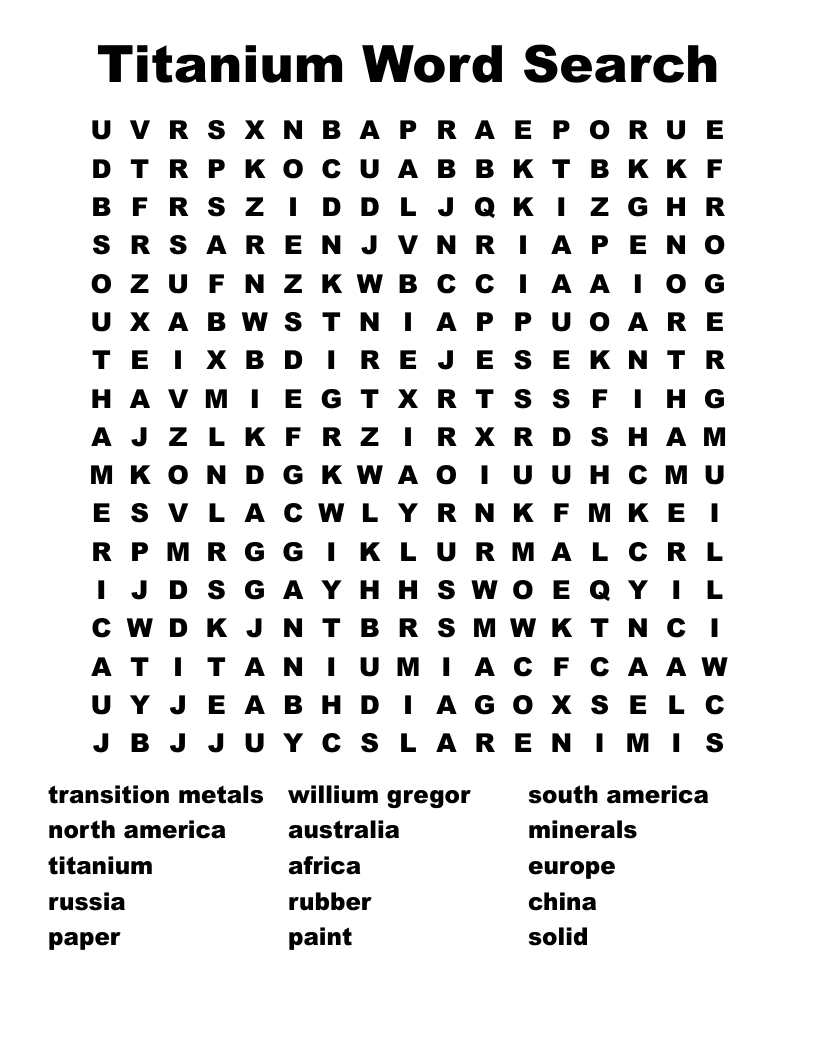 Titanium Word Search
