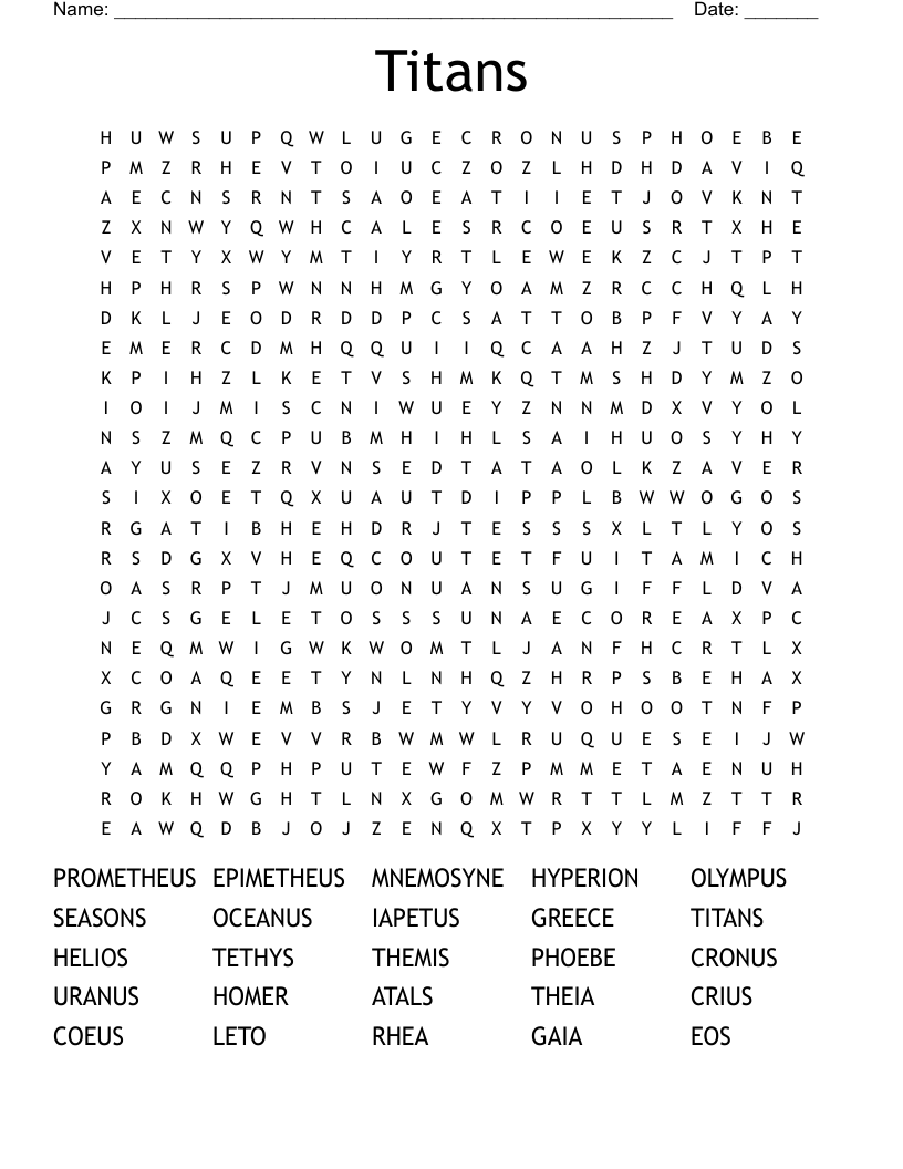 Titans Word Search