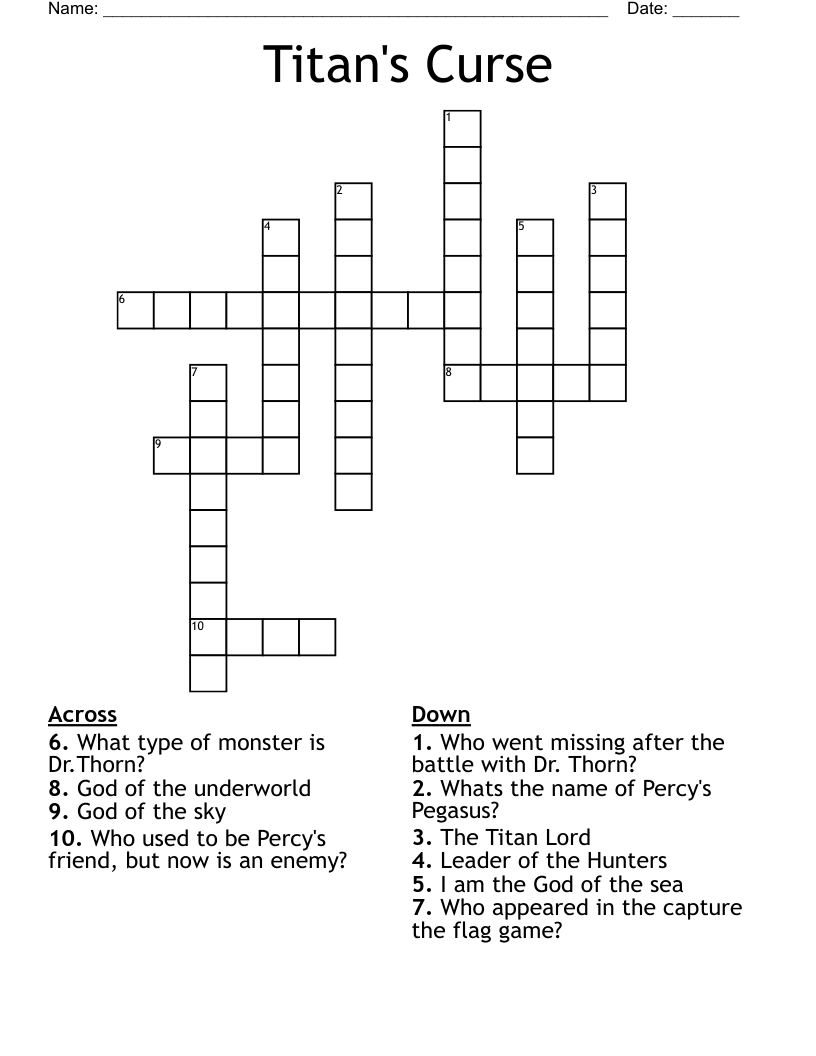 Titan's Curse Crossword