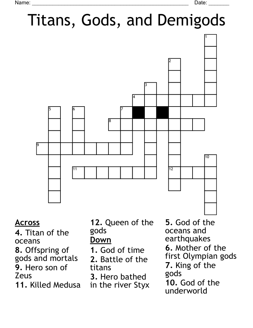 Titans, Gods, and Demigods Crossword