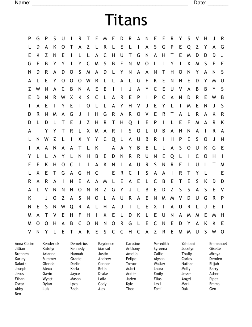 Titans  Word Search
