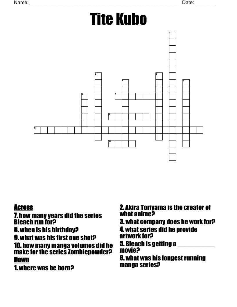 Tite Kubo Crossword