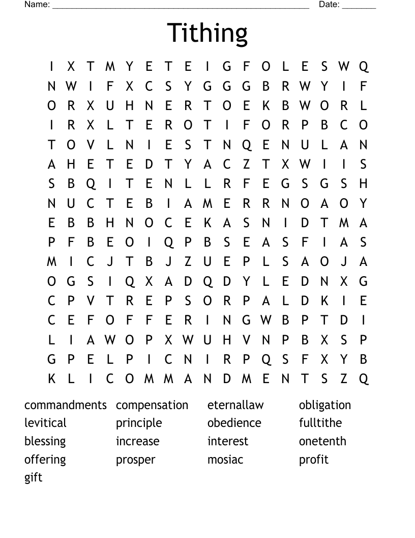 Tithing Word Search