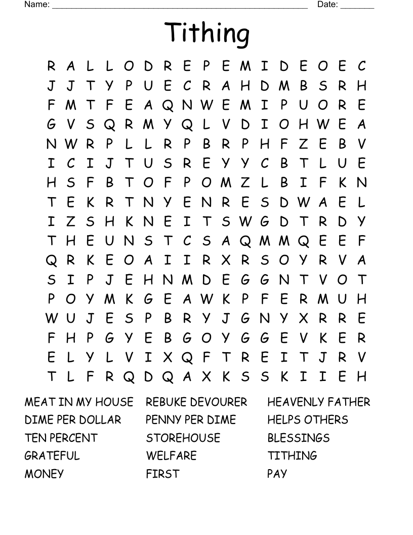 Tithing Word Search