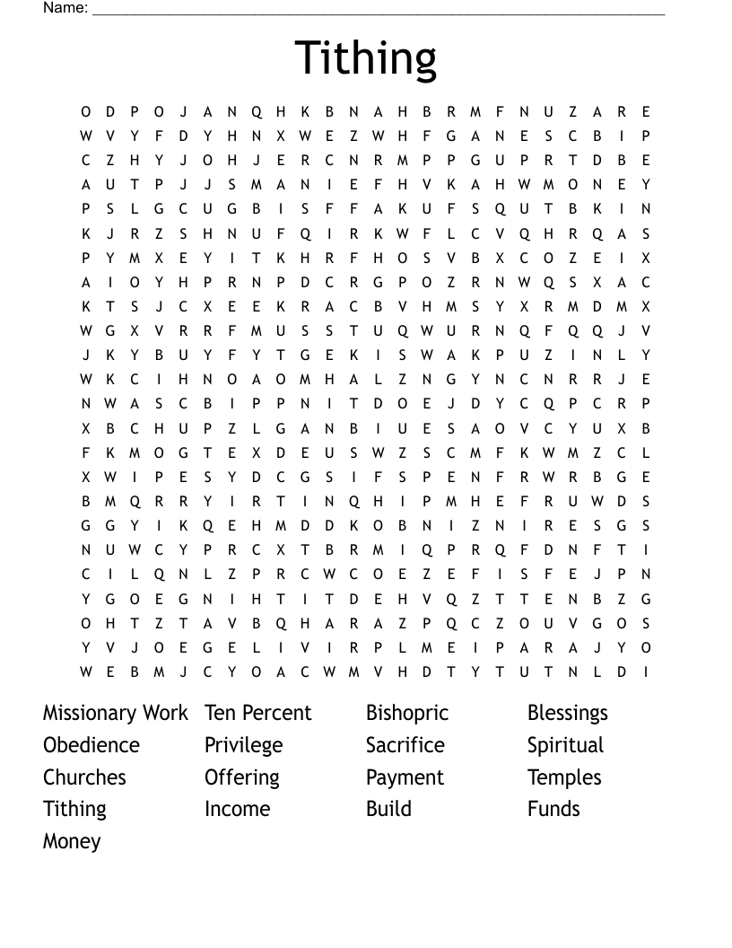 Tithing Word Search