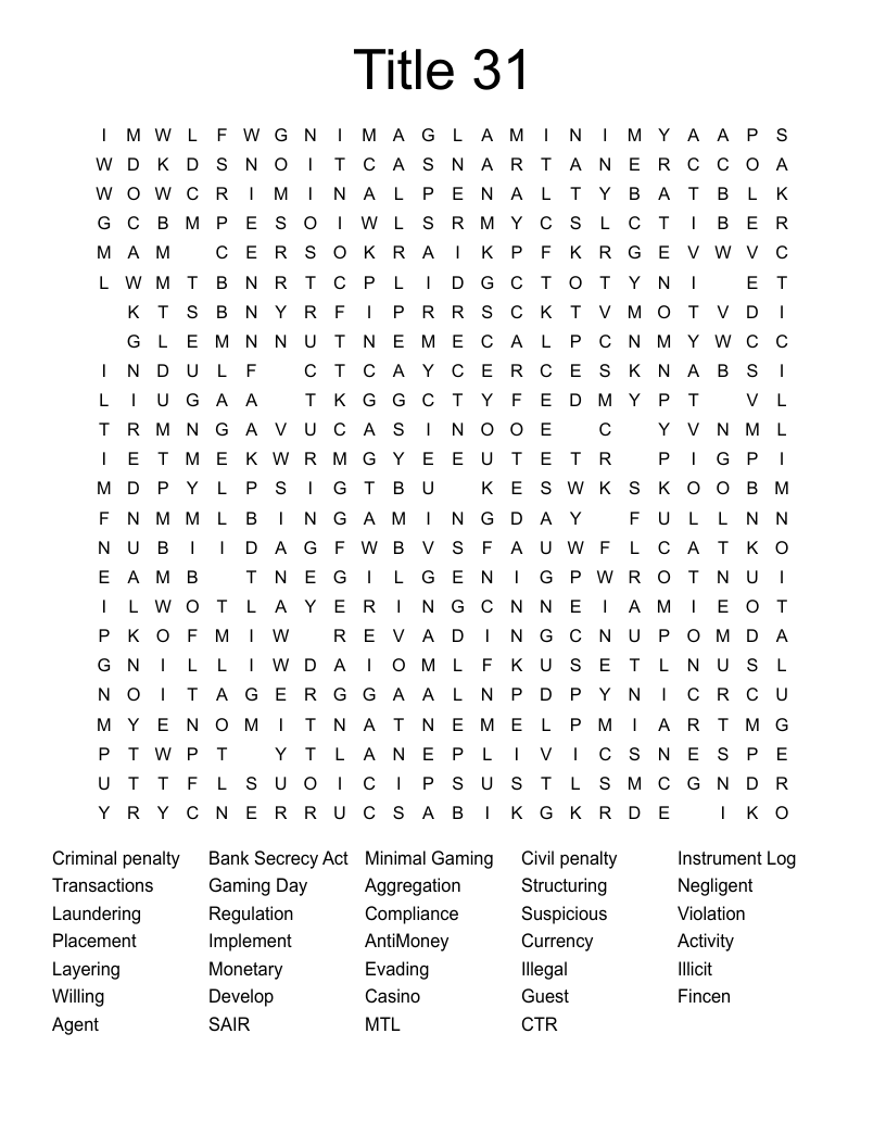Title 31 Word Search