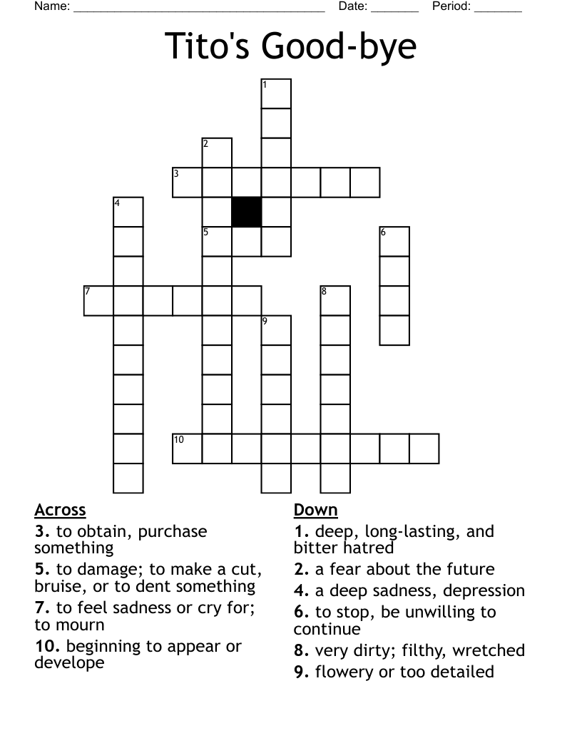 Tito's Good-bye Crossword