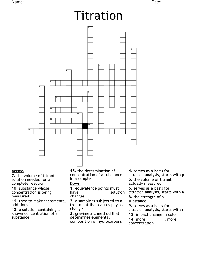 Titration Crossword