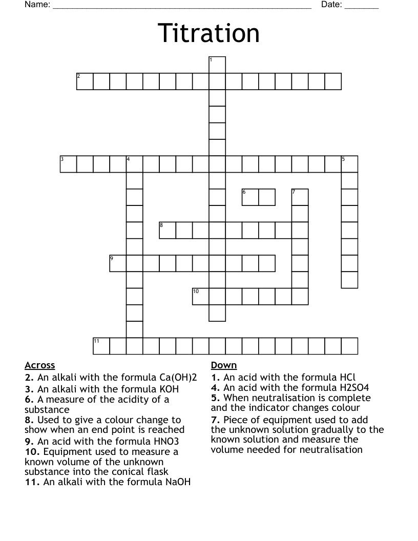 Titration Crossword