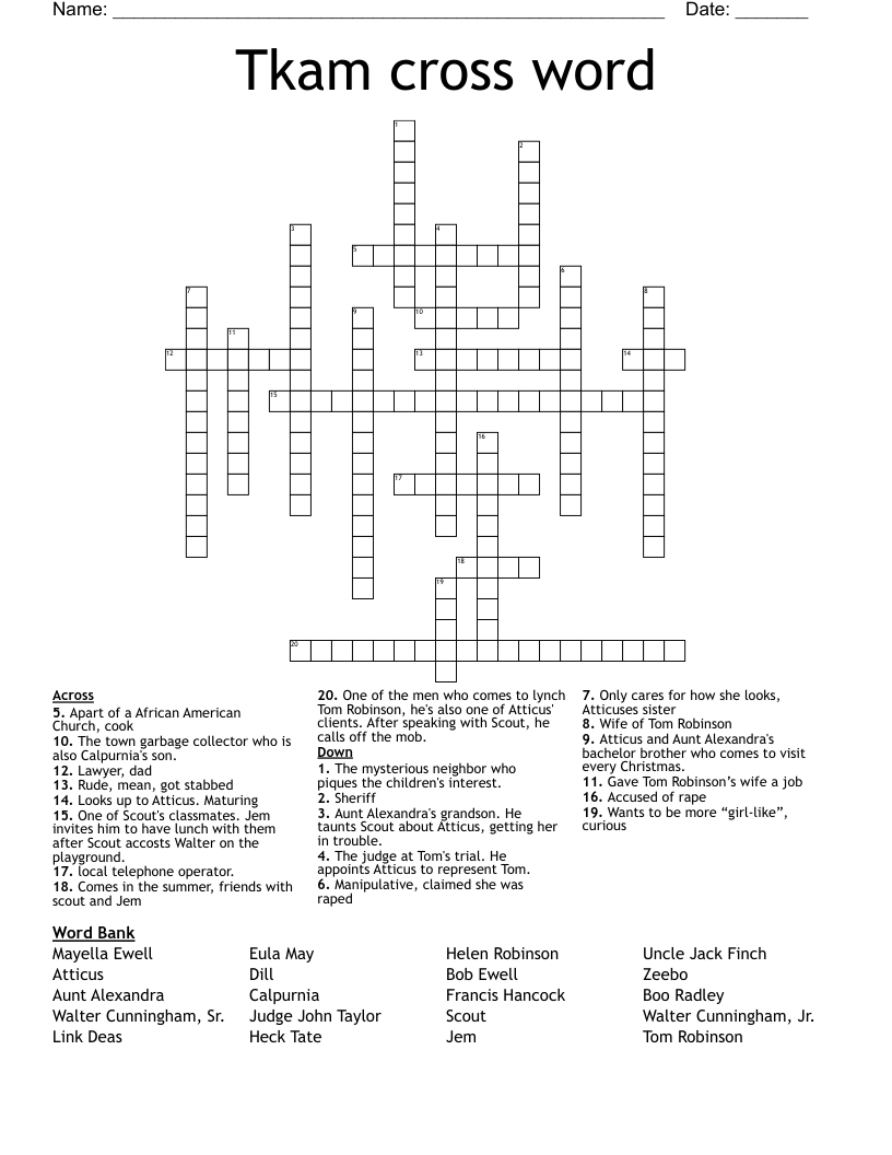 Tkam cross word 