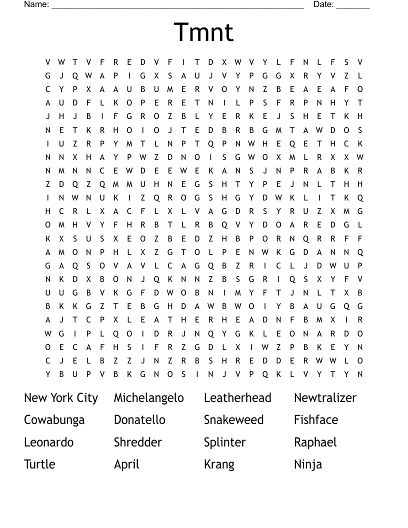 Tmnt Word Search