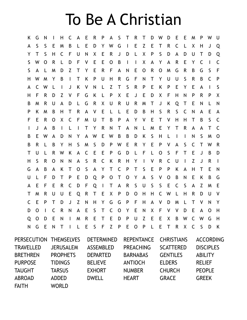 To Be A Christian Word Search