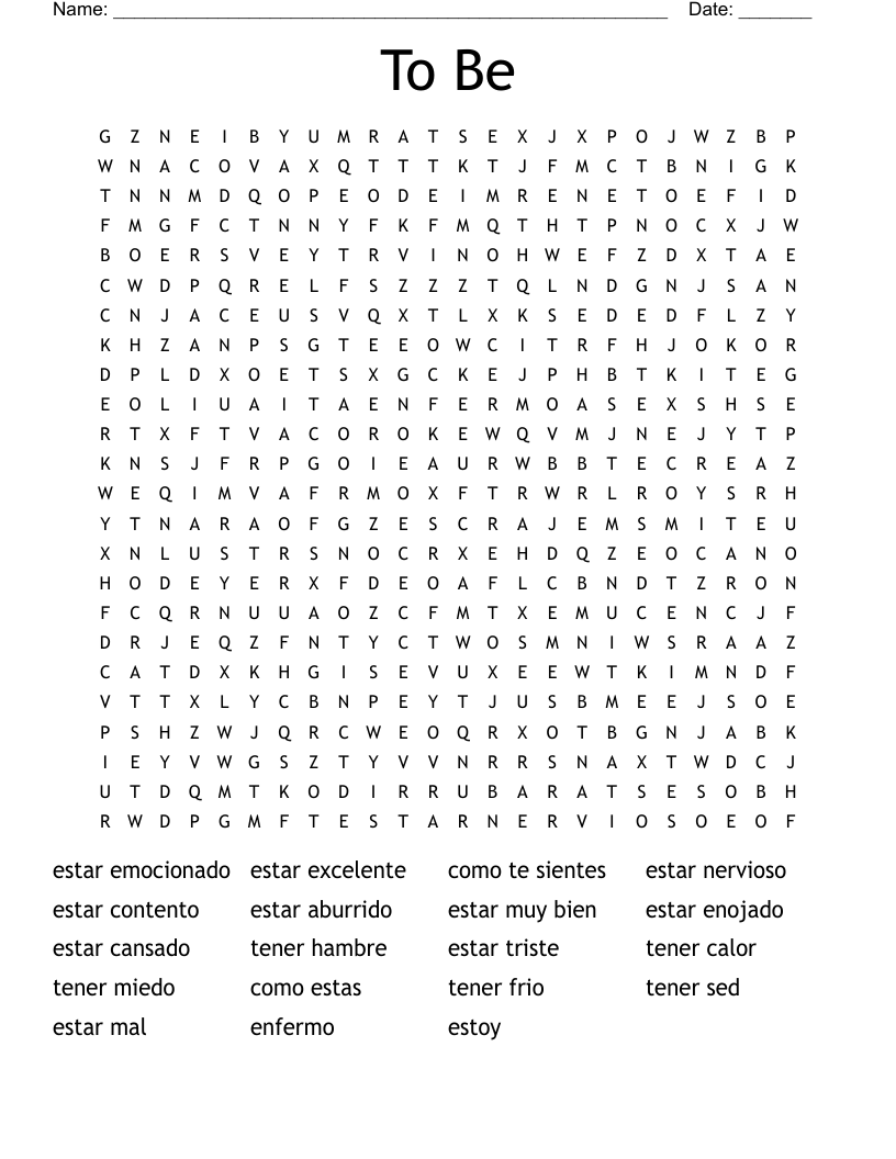 To Be  Word Search