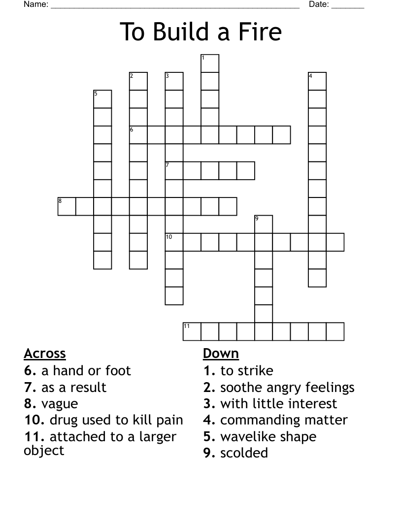 To Build a Fire Crossword
