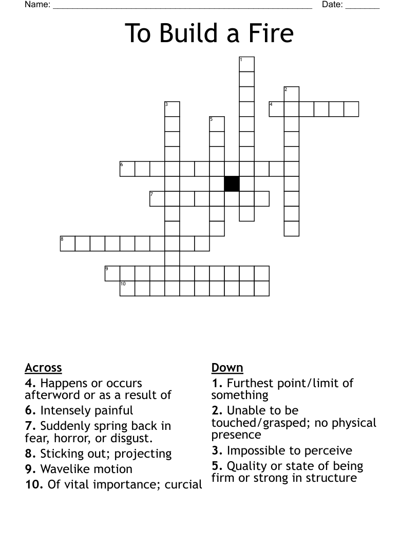 To Build a Fire Crossword