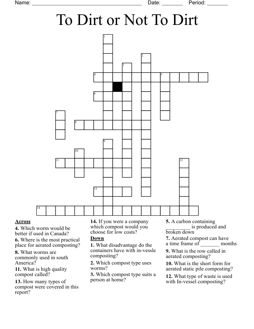 To Dirt or Not To Dirt Crossword