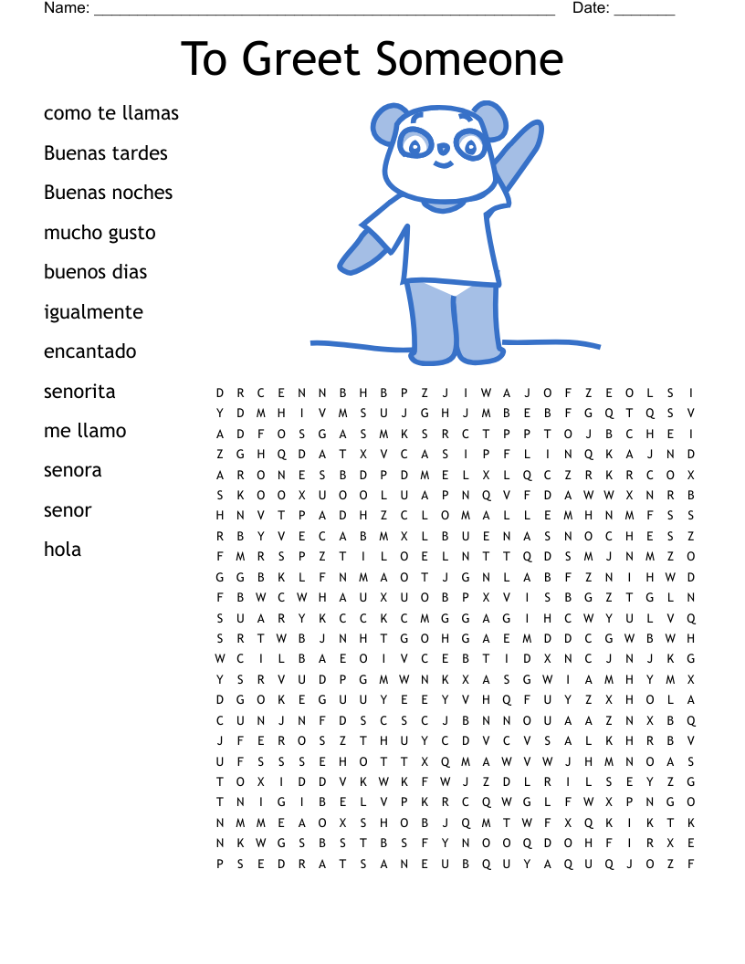 To Greet Someone Word Search