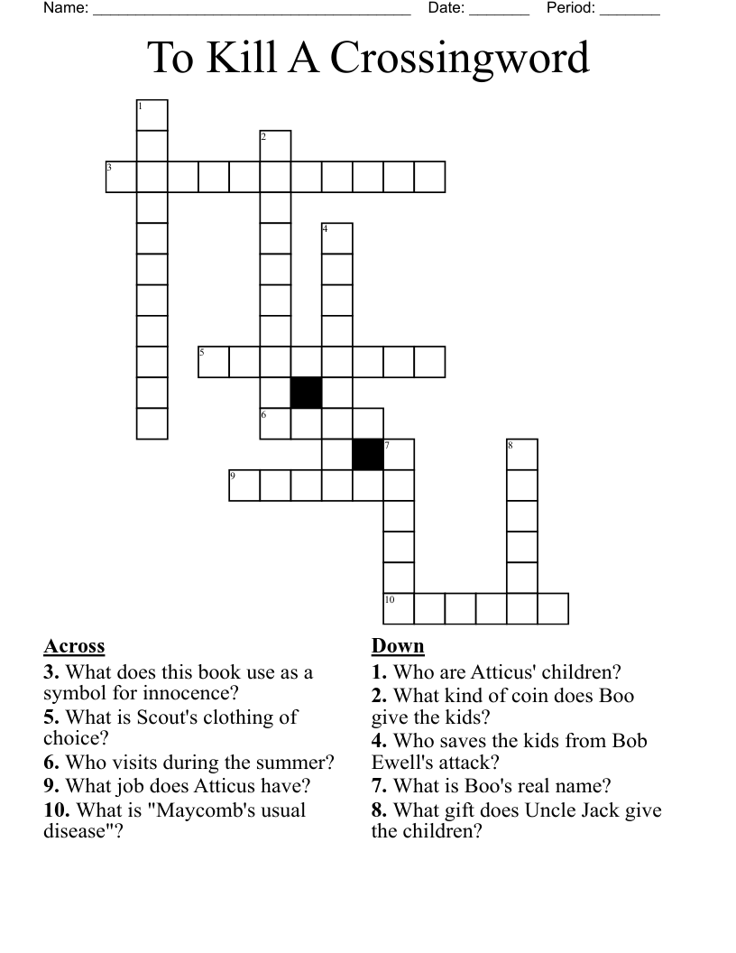 To Kill A Crossingword Crossword